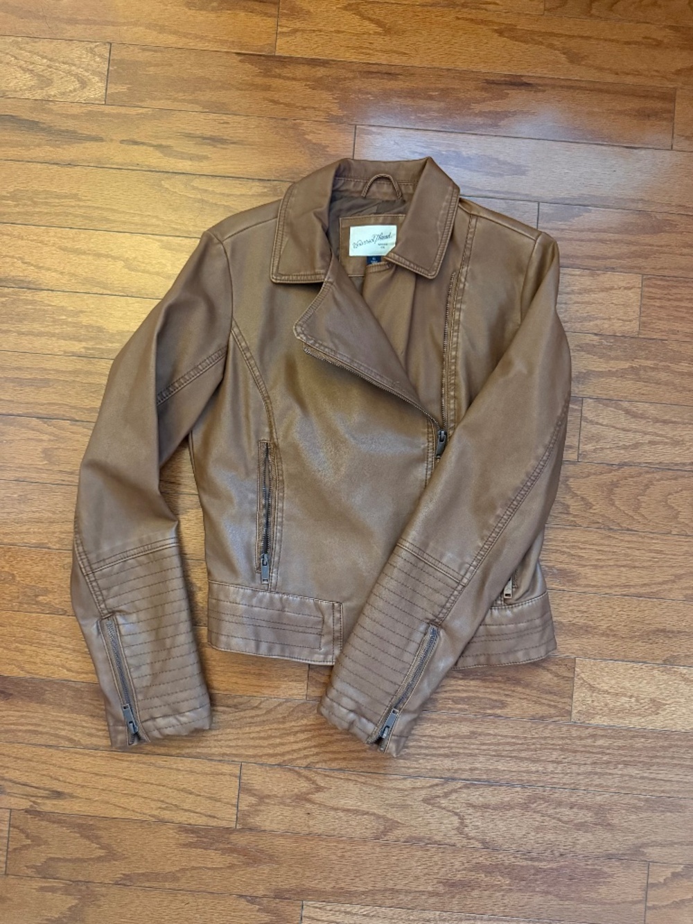 Brown Pleather Bomber Jacket